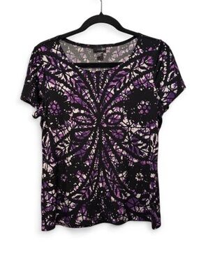 East 5th Black, Purple & Cream Short-Sleeve Patterned Tee